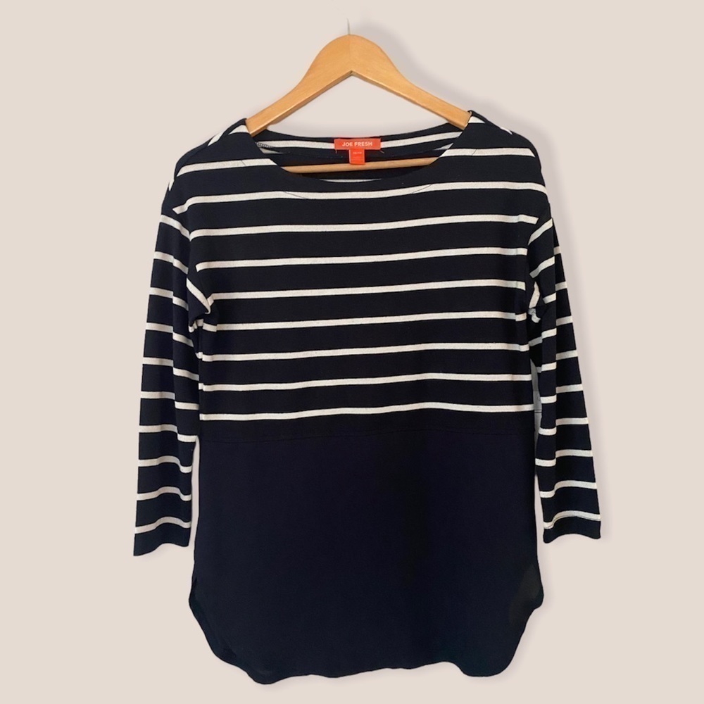JOE Fresh Striped 3/4 Sleeve Top